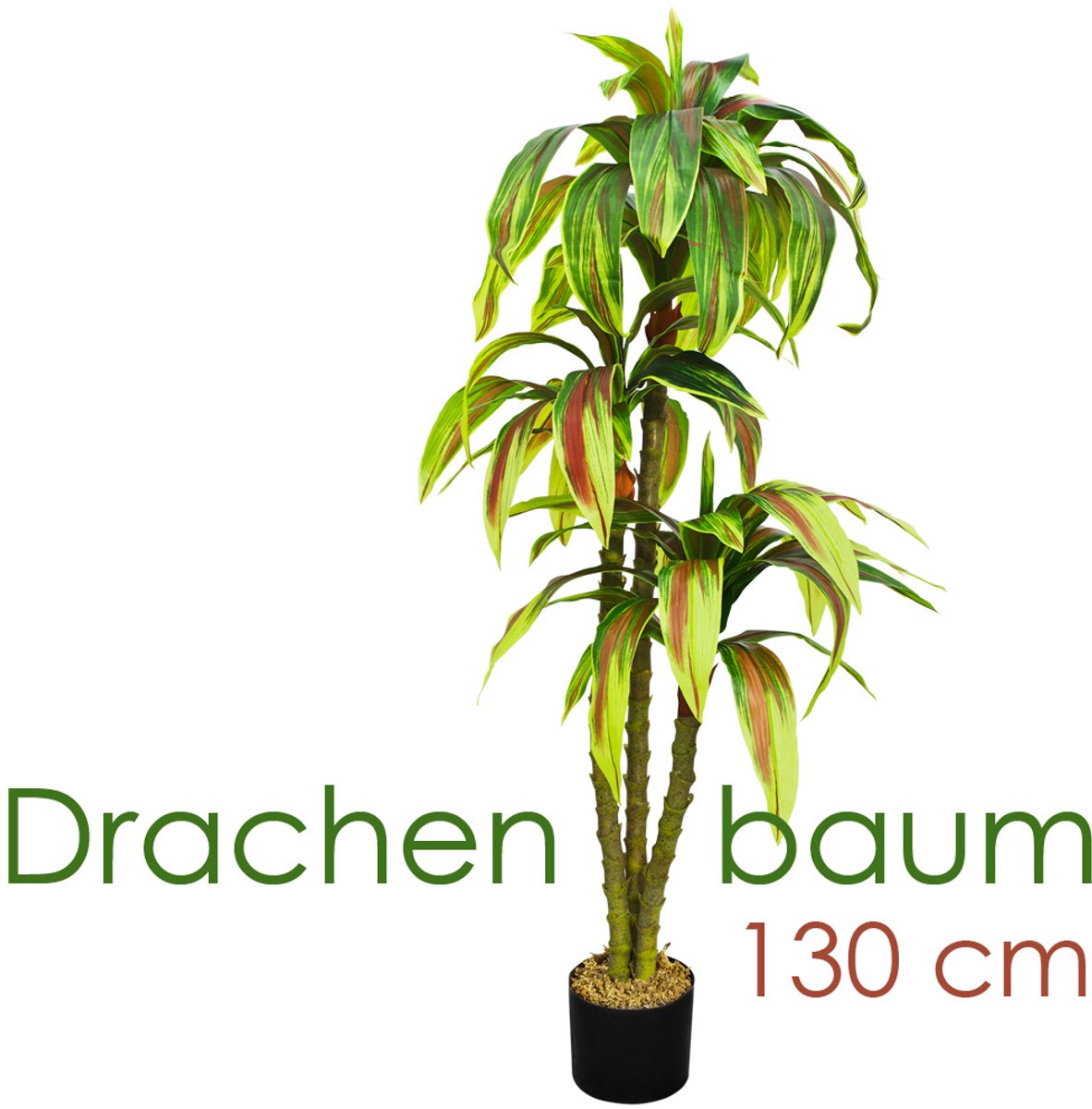 Kunstmatige drakenboom, kunstplant, kunstboom, decoratieve binnendecoratie, 130 cm, Decovego
