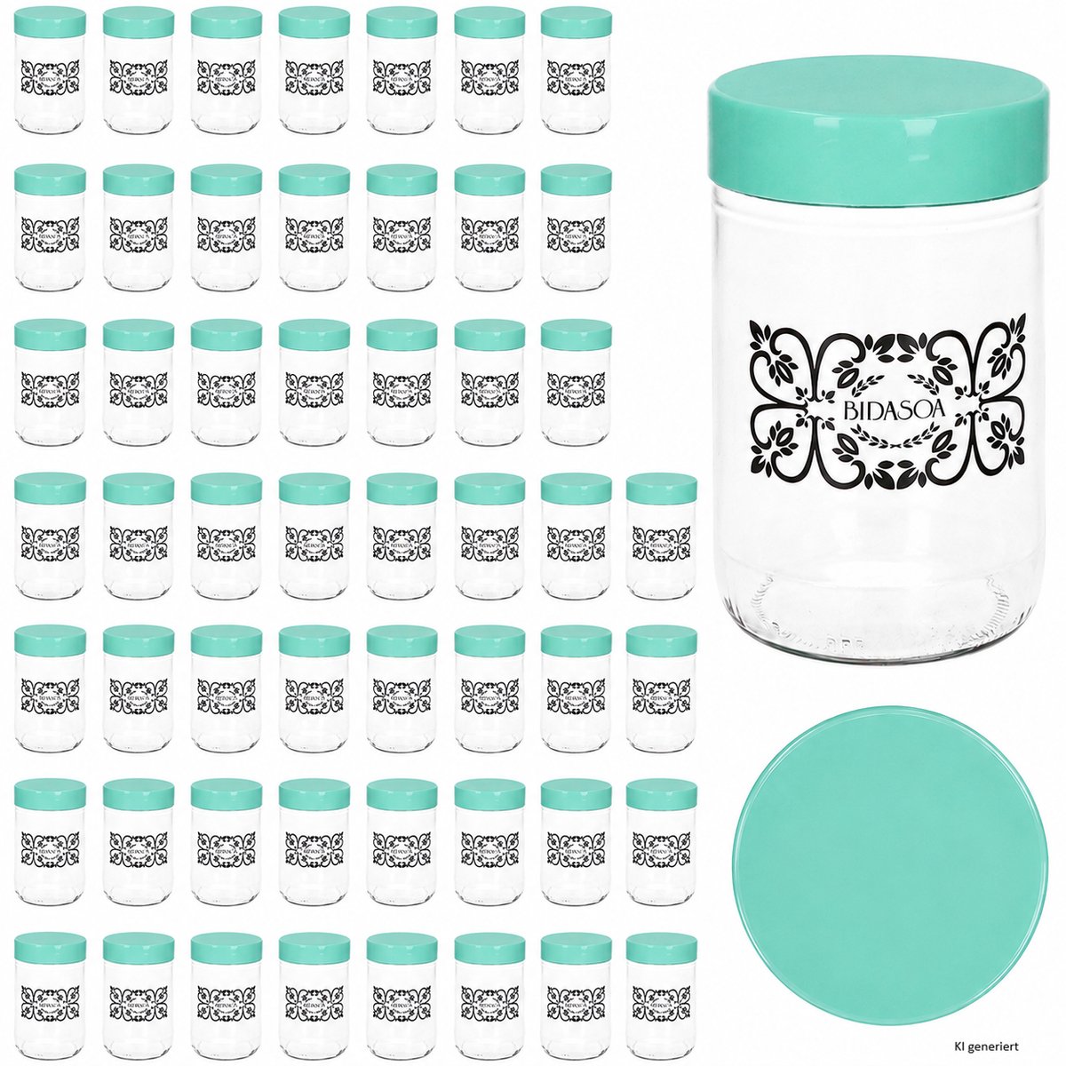 54-delige set bewaarglas IDA met kunststof deksel Mint – 24870