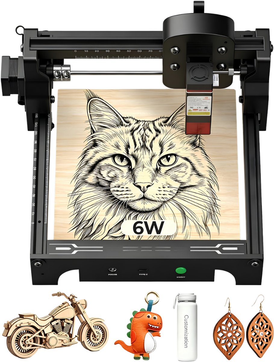SP® Lasergraveermachine - 130 x 130 mm - Draagbare Mini Lasersnijder - Laser Graveermachine - Zwart - 16cm x 25cm x 25cm