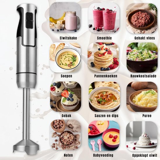 Ploutos® Staafmixer Set - Elektrische Multifunctionele Staafmixer - 6 Delige Accessoire Set - Zwart - 24cm x 18cm x 19cm van Ploutos — afbeelding 5