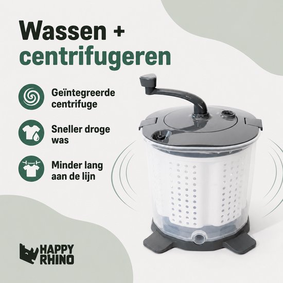 Happy Rhino - Wasmachine Centrifuge Slim - Wasmachines - Grijs - 2.4kg - PP - 33 x 33 x 46 cm van Merkloos — afbeelding 5