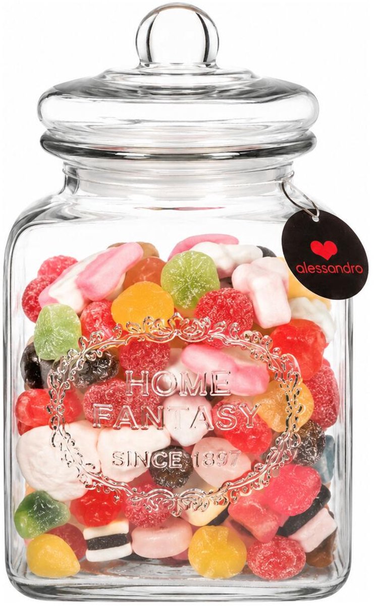Alessandro luxe voorraadpot - snoeppot - glas - met deksel - 3.5 liter - koektrommel - snoepjes - 16 x 27 cm