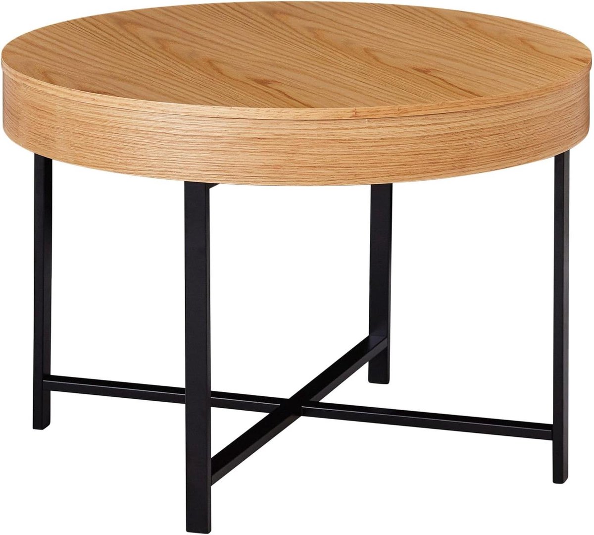 Koffietafel Rond - Salontafel Bijzettafel - Woonkamer Decoratie - Met Opbergvak - 69 x 69 x 49 cm - Bruin Zwart