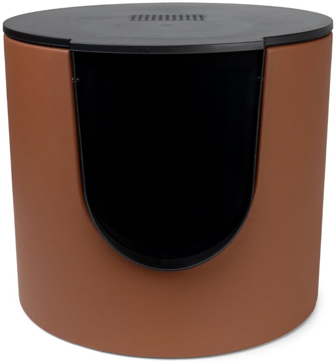 District 70 FUSE - Design Kattenbak met Cover - Incl. Koolstoffilter - Faux Leather Cognac