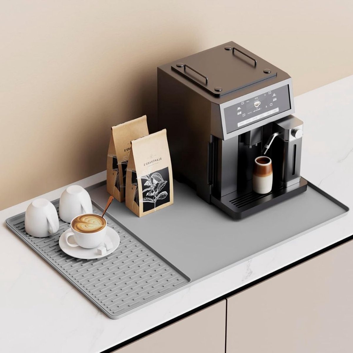 Mat Onder Koffiemachine - Werkblad Beschermer - Aanrecht Beschermen - Grijs
