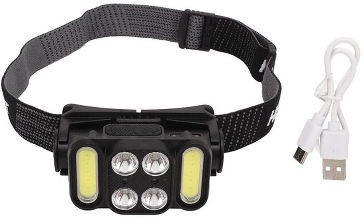 COB-koplamp 6 Versnellingen Verlichting, Lichtgewicht Koplamp, Type C Oplaadbaar, IPX4 Waterdicht, Inductief Voor Fietsen, Vissen, Kamperen