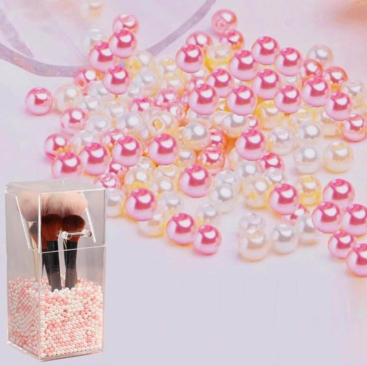 Metalen Make-up Kwastenopberger - Parels en Kristal Sieraden Houder - Verjaardagscadeau Organisator .