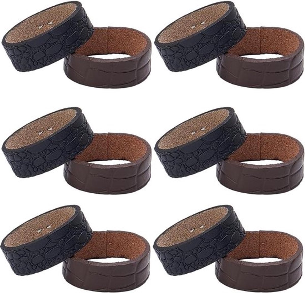 - Riem Loop Keeper - Riem Band Vervanging - Lederen - Mannen Vrouwen - Accessoires - Geschikt voor - 1.38inch/35mm Breed - 12 Stuks - 2 Kleuren - Koeienhuid - Zwart Bruin.