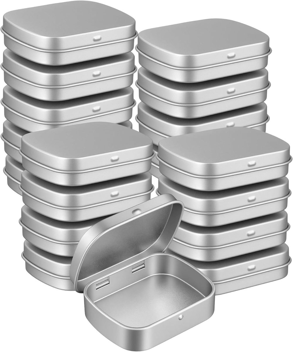 Set van 18 multifunctionele metalen opbergdozen met deksel, 60 x 45 x 15 mm, zilver, mat, ideaal voor sieraden, knutselmaterialen en kleine accessoires