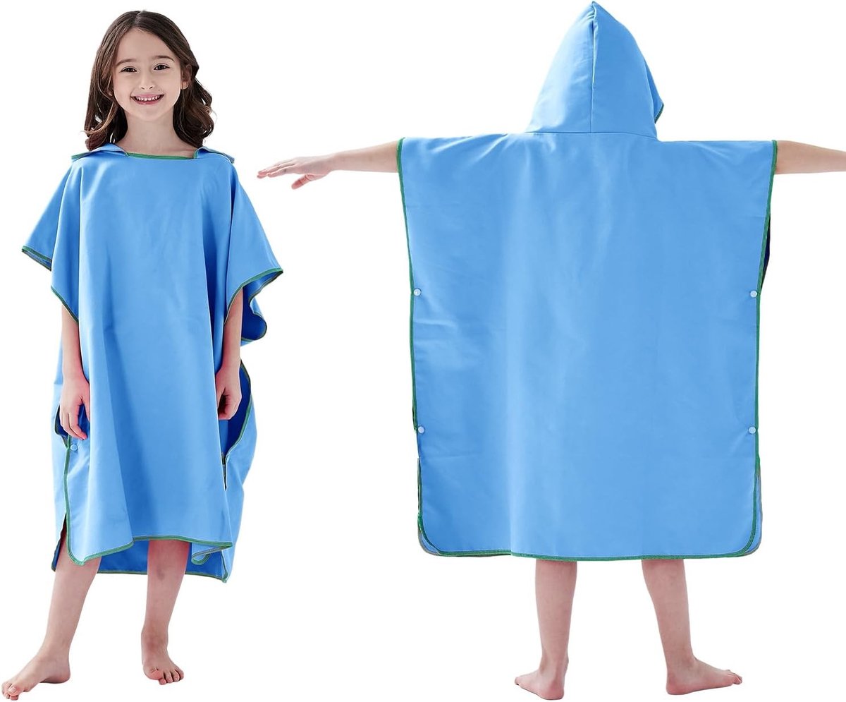 Hooded Microfiber Zwemhanddoek Poncho voor Kinderen - Sneldrogend Badcape voor Meisjes en Jongens, Ideaal voor Zwemmen, Strand en Badderen