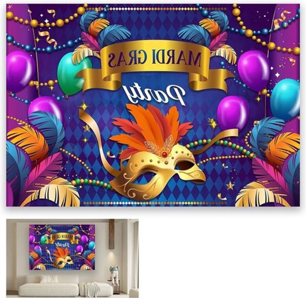 Achtergrond 100 * 150cm - Decoraties maskerade carnaval - Photo Booth decor voor feest .