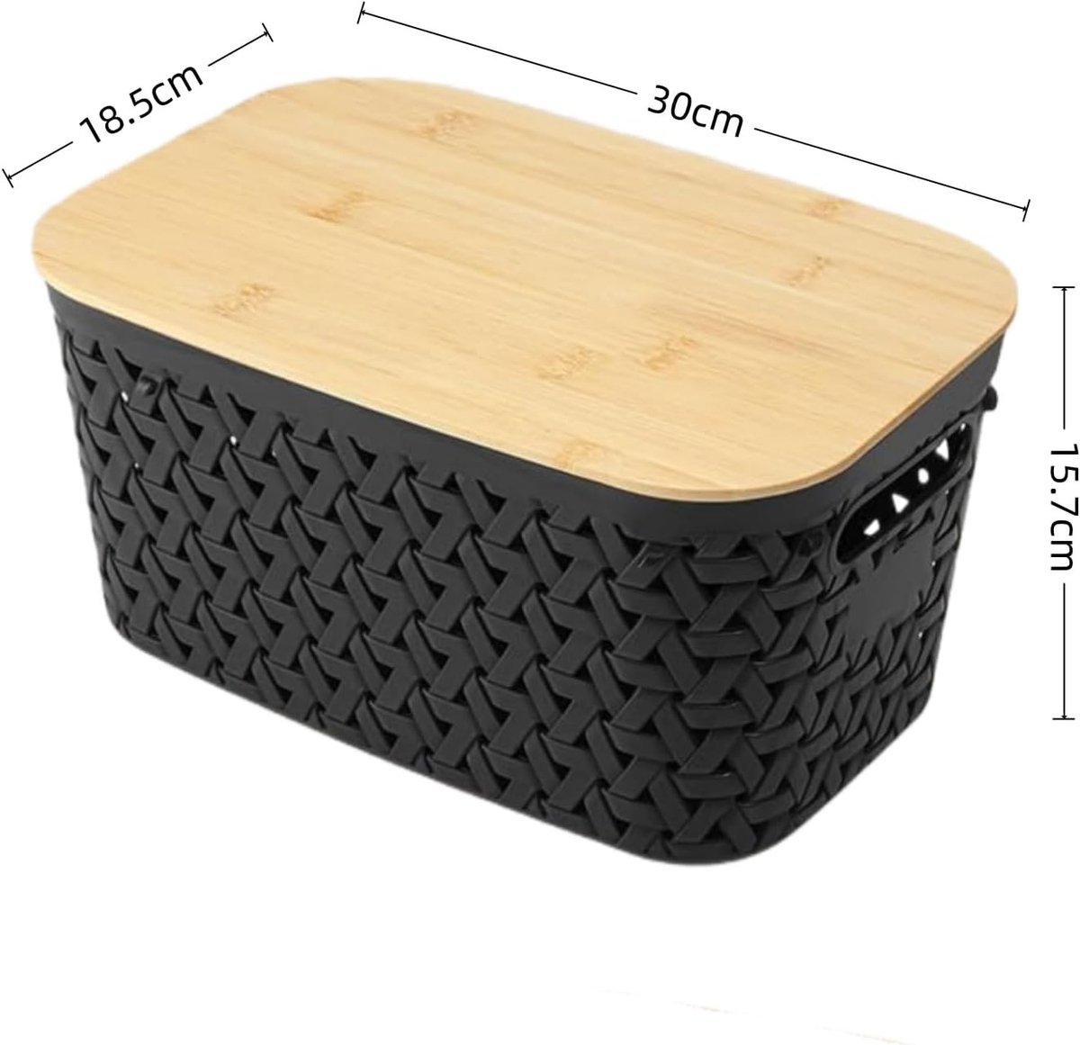 Set van 4 Bamboe Opbergdozen met Deksel, Plastic Opbergmanden, Rieten Stijl, Minimalistische Opbergoplossingen voor Bureau en Salontafel
