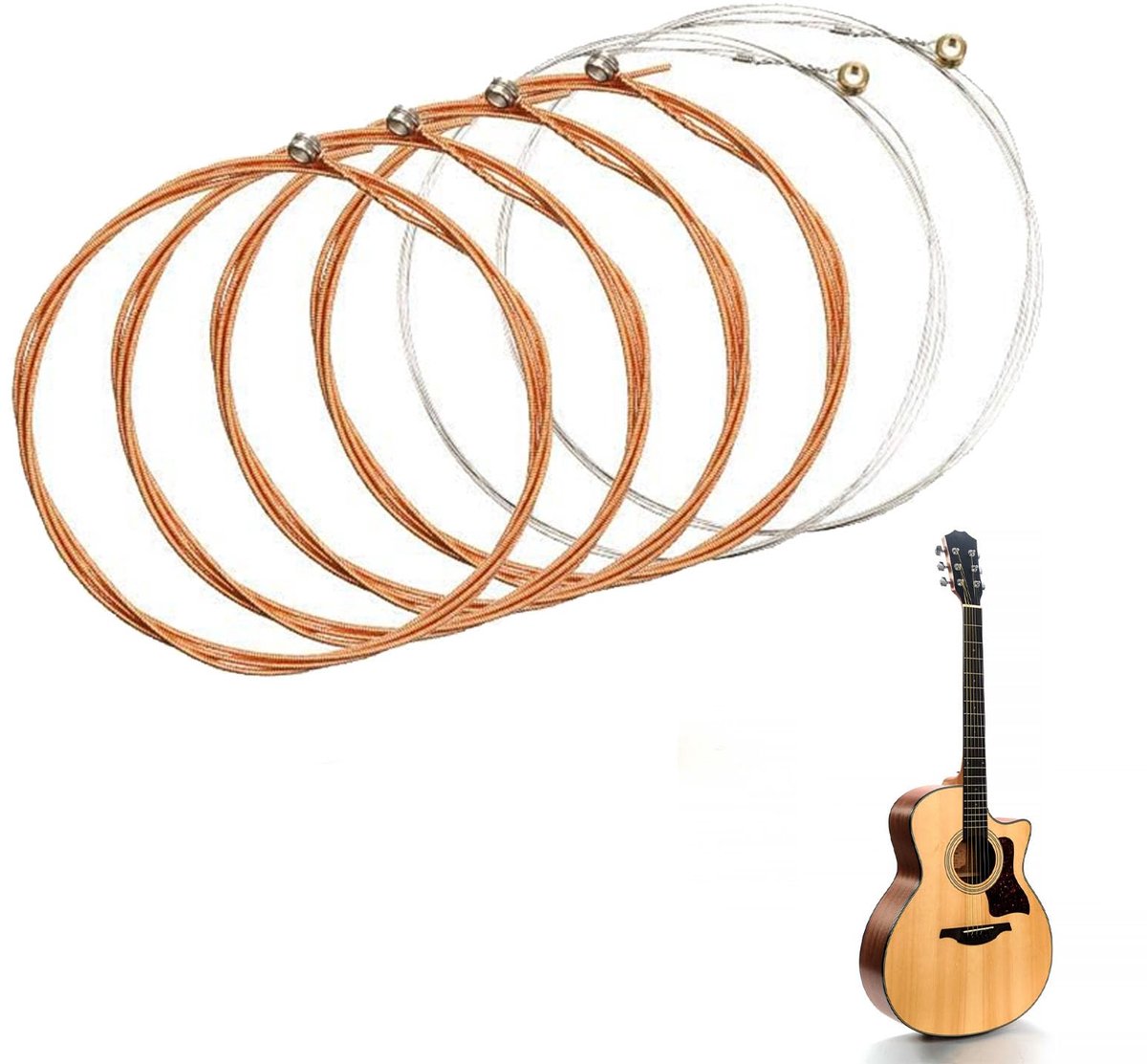6x Gitaarsnaren - Guitar strings - Stalen snaren - Set gitaarsnaren - Snaren vervangen - Gitaar stemmen - Gitaarspelen - Snaar - Staal - 1 set - Jonyx