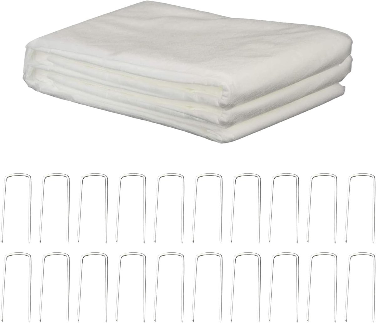 Plantbescherming tegen vorst, 40 g/m², 1.5 x 20 m, winterfleece voor planten, tuinbedekking, vorstbescherming met 10 grondankers, warmte- en insectbescherming