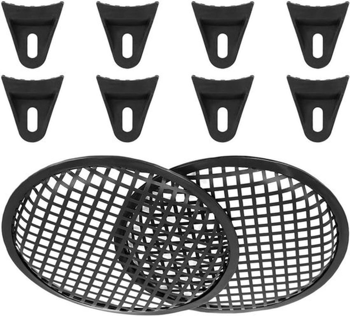 Speakerhoes - auto - Metaal - Subwoofer - 8 inch - zwart - Audio - Bescherming - Rooster - Hoornbeschermer - Geschikt voor auto-audiospeakers (2 stuks)