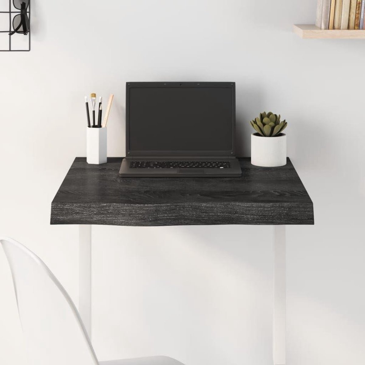Tafelblad - Houten blad - Tafel vernieuwen - Massief eikenhout - 60 x 60 cm - Donkergrijs