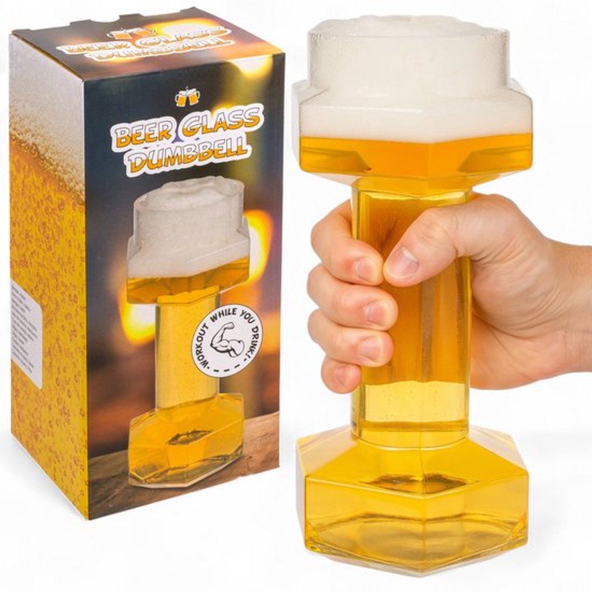 Dumbbell Bierglas 22 cm - 700 ml - Grappig Fitness Accessoire voor Feesten