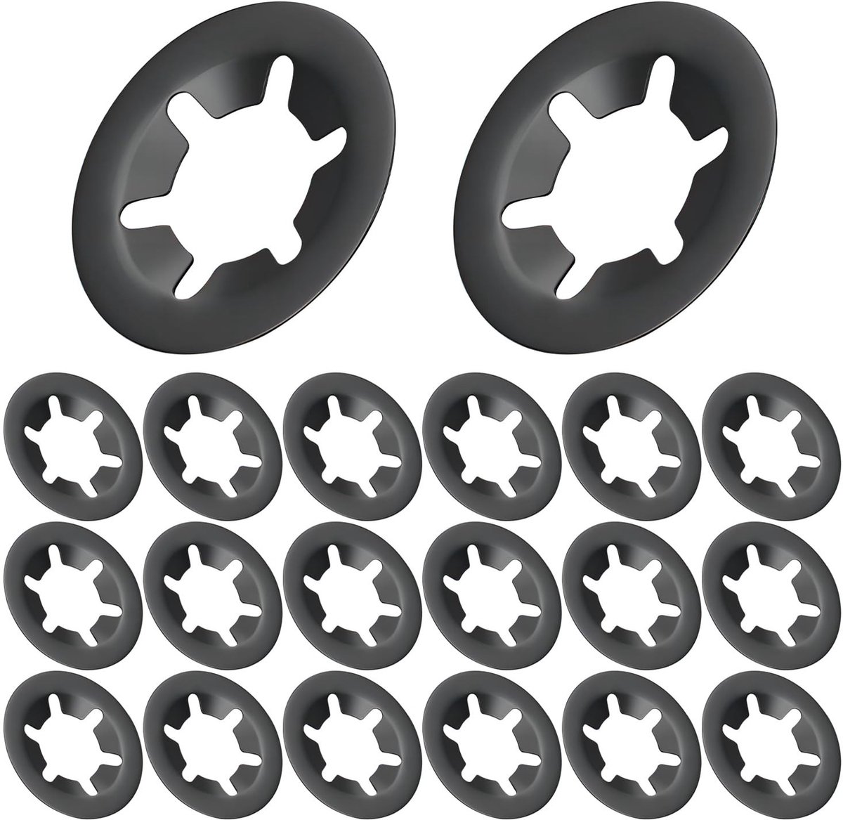 20 Stuks Zwarte Lock Ringen, 4mm Binnen Diameter, 12mm Buiten Diameter, Bevestigingsringen voor Veiligheid en Stabiliteit