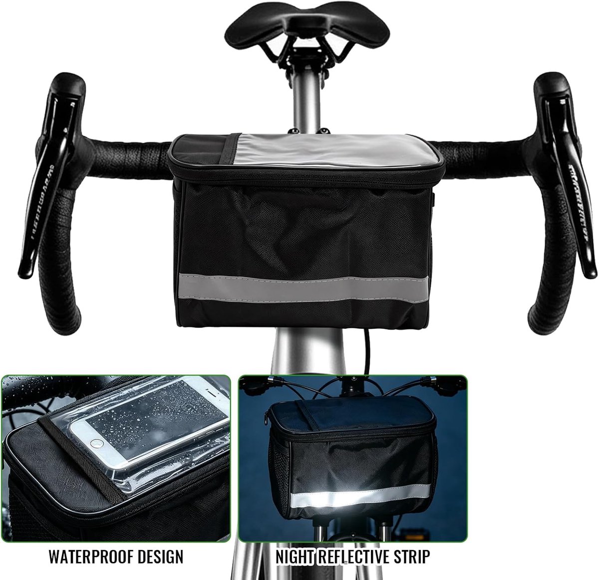 Stuurtas fiets - waterdicht - smartphonevak - ideaal voor e-bike en stadsfietsen - ShopVlot