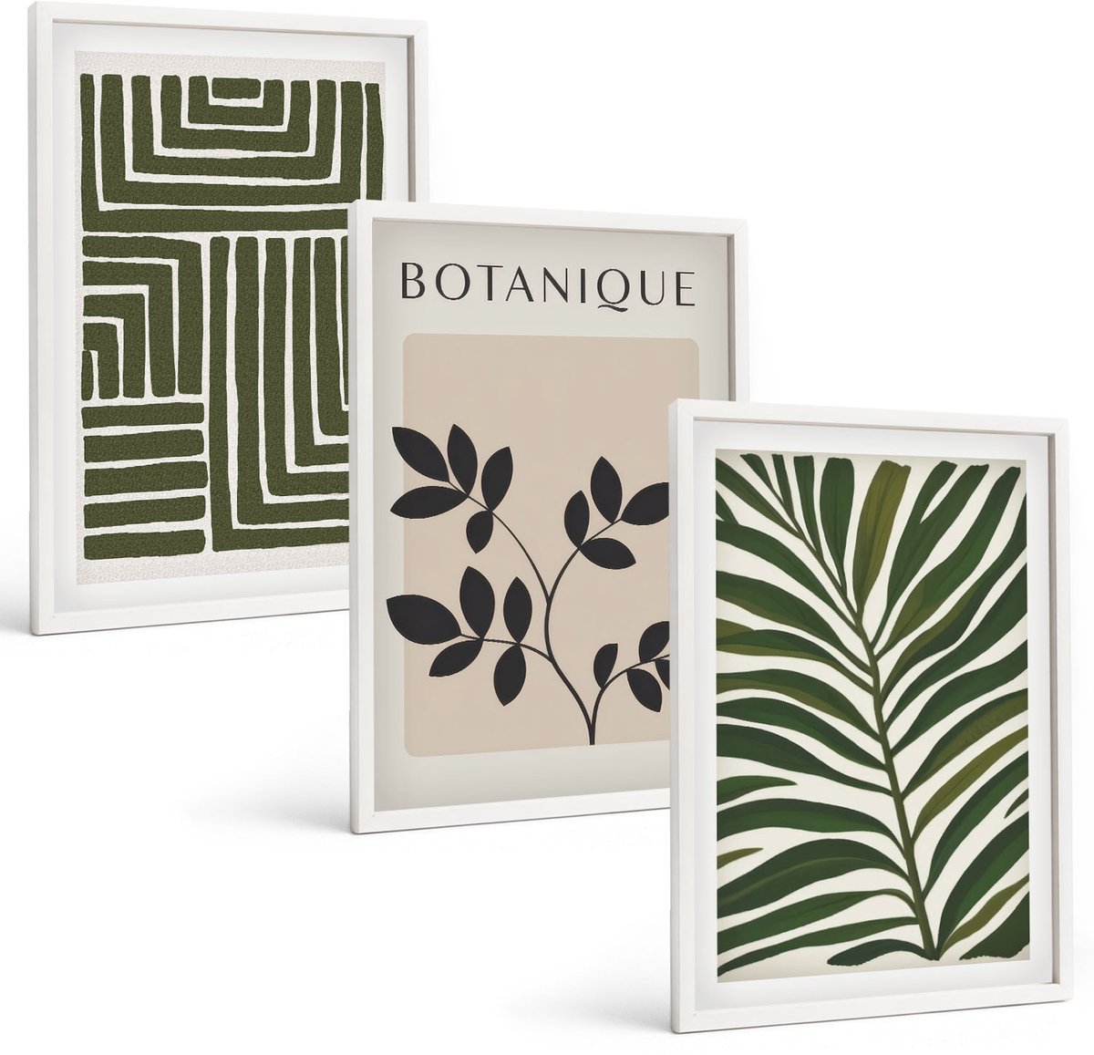 Tulup 3-Delige Schilderij Set - Botanische composities in boho-minimalistische stijl - 40x60 - Moderne Wanddecoratie - Slaapkamer