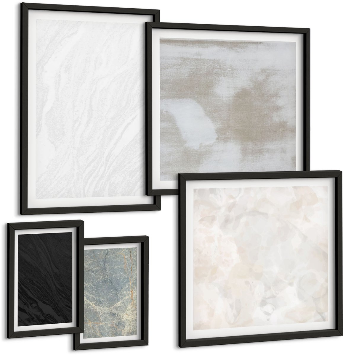 Tulup 4-Delige Schilderij Set - Diverse kleuren elegante stenen constructies - 50 x 50 cm, 20 x 30 cm en 40 x 60 cm - Moderne Wanddecoratie - Slaapkamer