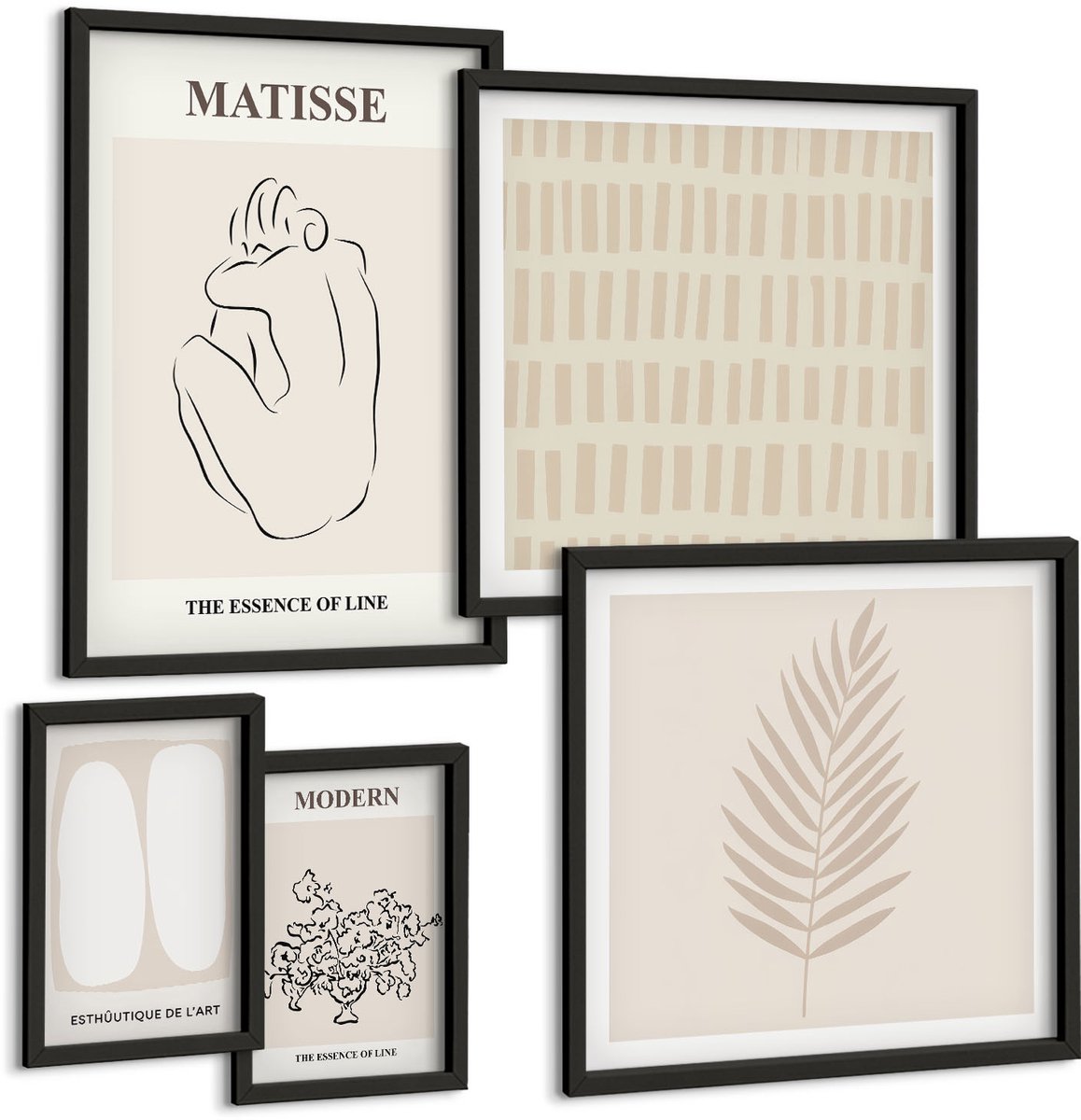 Tulup 4-Delige Schilderij Set - Minimalistische lijnen en vormen in een moderne uitvoering. - 50 x 50 cm, 20 x 30 cm en 40 x 60 cm - Wanddecoratie - Moderne Interieurdecoratie - Moderne Wanddecoratie