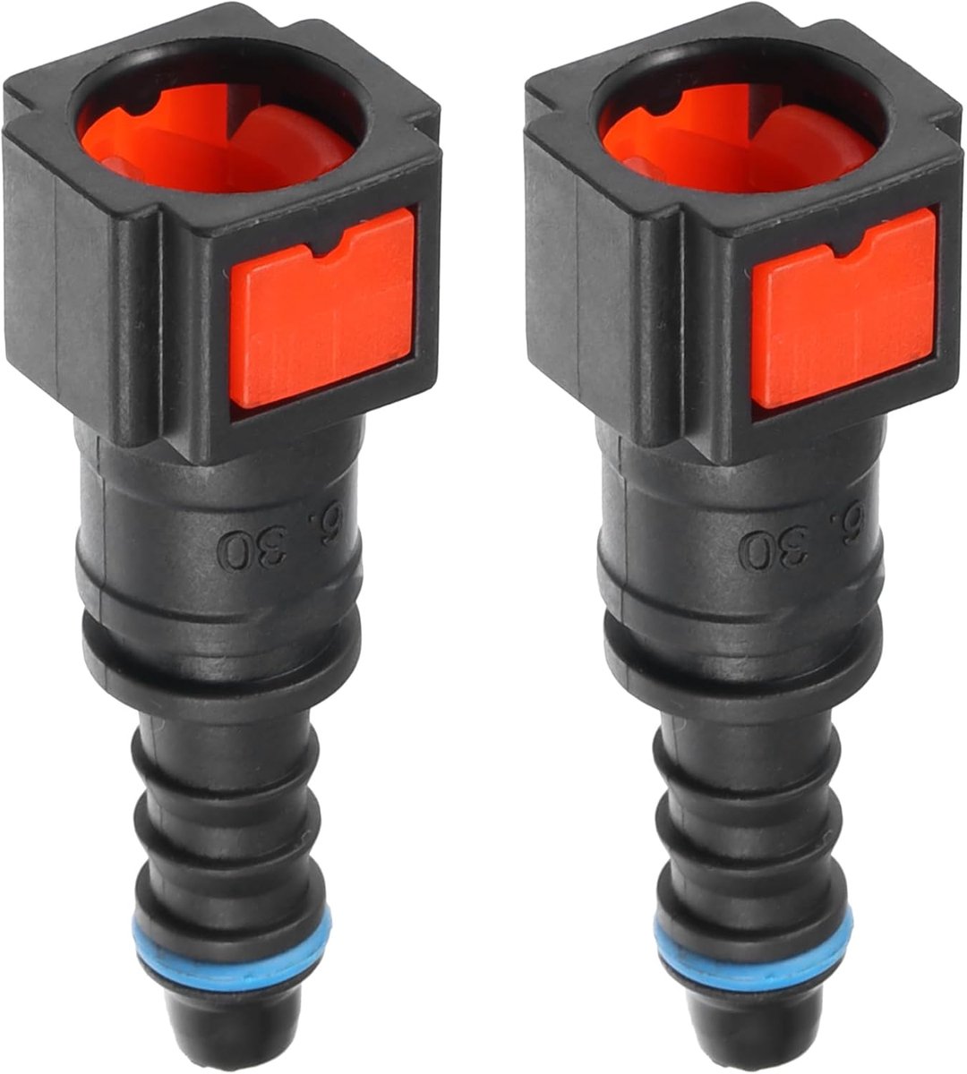 A ABSOPRO Quick coupling for car fuel hose straight 1/4 inch 6.3 mm SAE to 1/4 inch 6 mm red plastic (set of 2 pieces) - ShopVlot