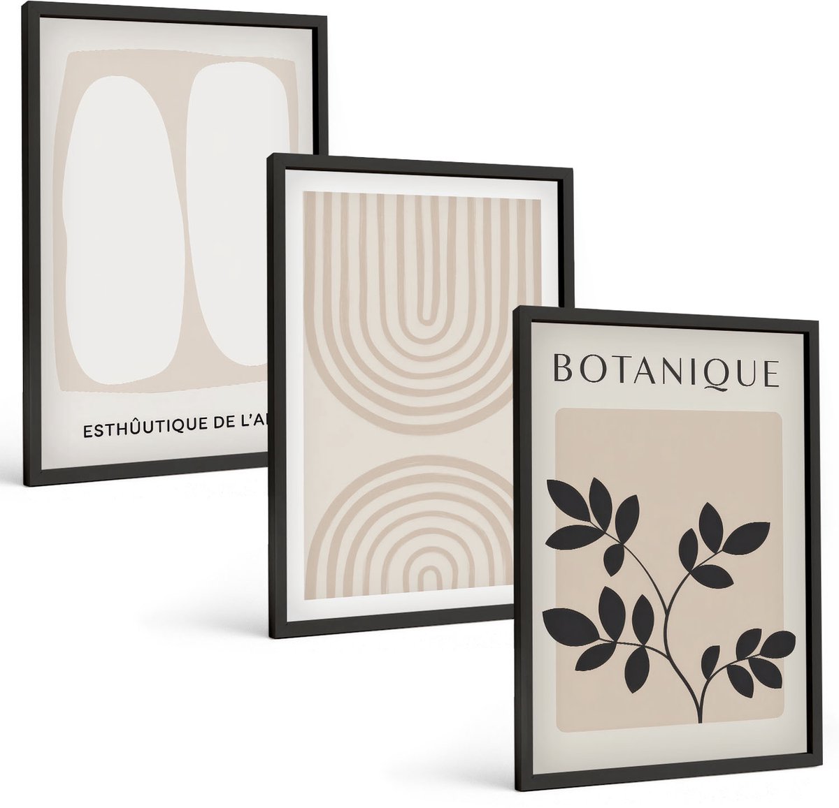 Tulup 4-Delige Schilderij Set - Boho Delicate Posters Abstracte Plantenmotieven - 40 x 60 cm - Stijlvolle Wanddecoratie - Interieur - Decoratieve Schilderijen
