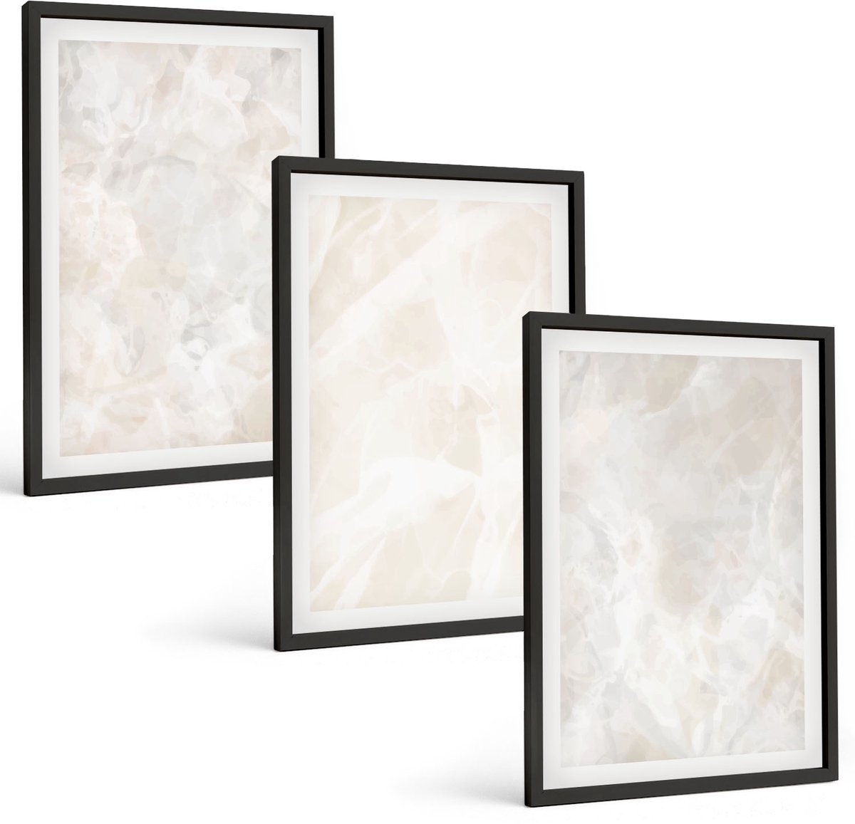 Tulup 4-Delige Schilderij Set - Pastelkleurige stenen structuren van wit marmer - 40 x 60 cm - Muurdecoratie - Decoratieve Schilderijen - Wohnzimmer