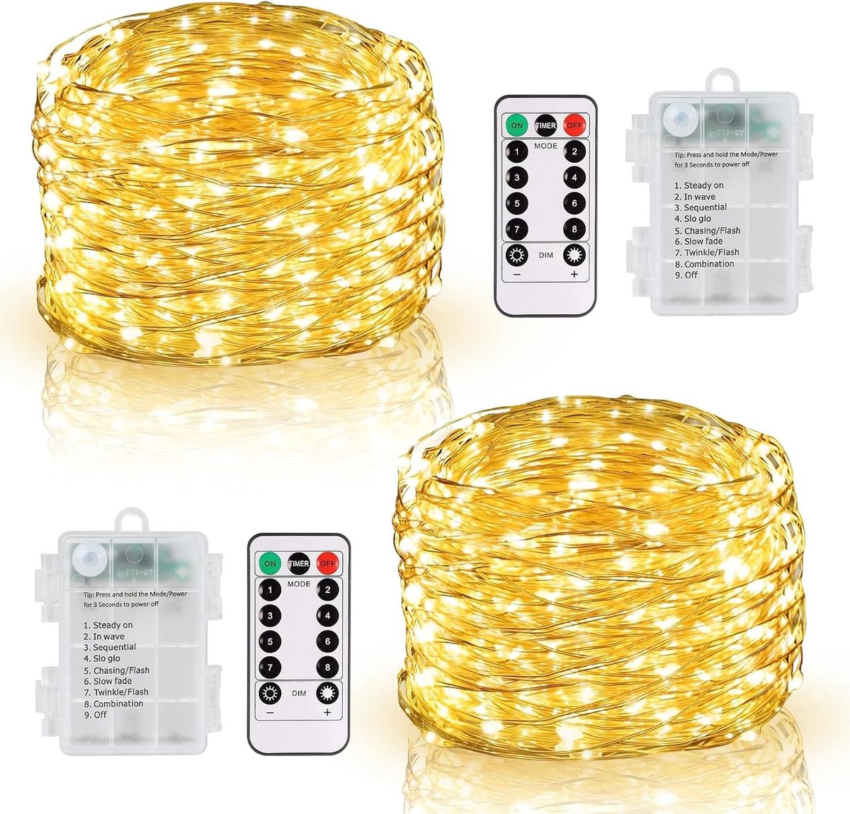 Lichtsnoer - Warm Wit - 10 m - Waterdichte Lichtketting met Afstandsbediening en Timer - Voor Feest en Bruiloft