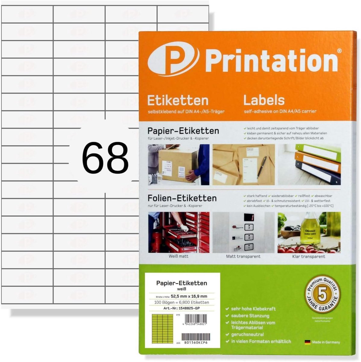 Universal Labels 52.5 x 16.9 mm - 6800 Blank Self-Adhesive Labels Blank White Printable - ShopVlot