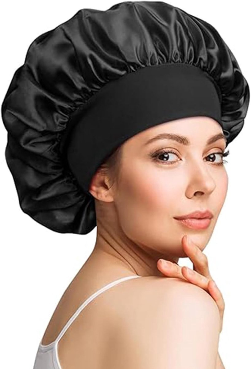 Phieeseriy Satijnen slaapmuts, bonnet, nachtslaapmuts, met elastische band voor lang, krullend haar, zachte antislip - ShopVlot
