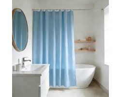 YISURE Douchegordijn, blauw, textiel, machinewasbaar, met metalen ogen, 180 x 220 cm (b x h) - ShopVlot