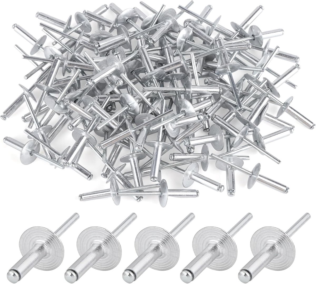 Blind rivets 4.8x20mm - Aluminium met grote kop - Flenspopnieten - Ideaal voor meubel- en voertuigreparaties - ShopVlot