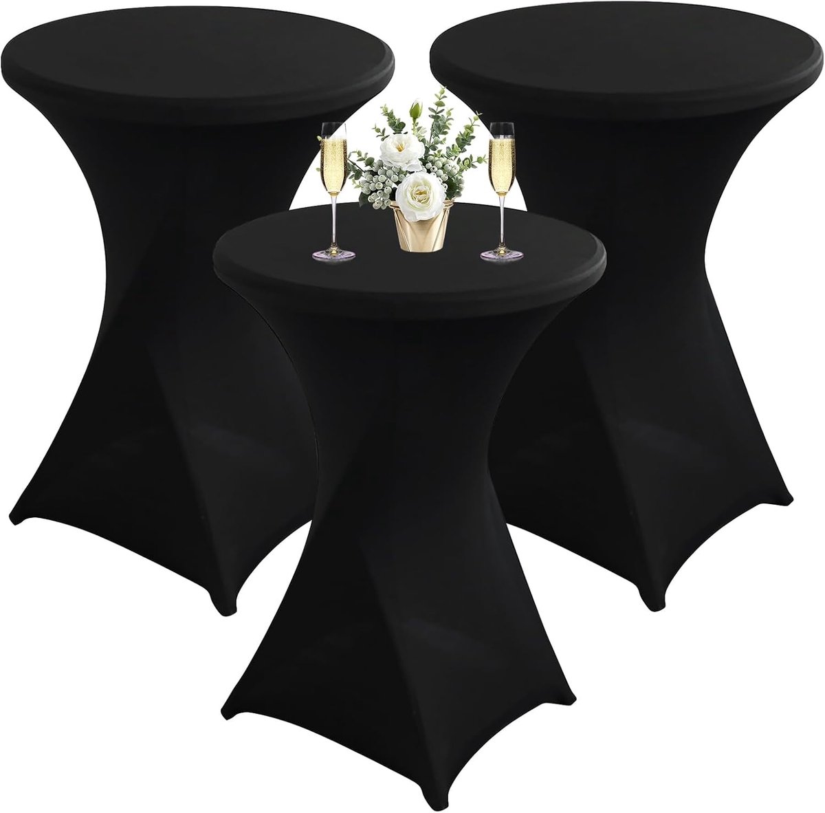 Bistro tafelhoezen 80 x 110 cm - stretch materiaal - 3 stuks - elegant voor evenementen - ShopVlot