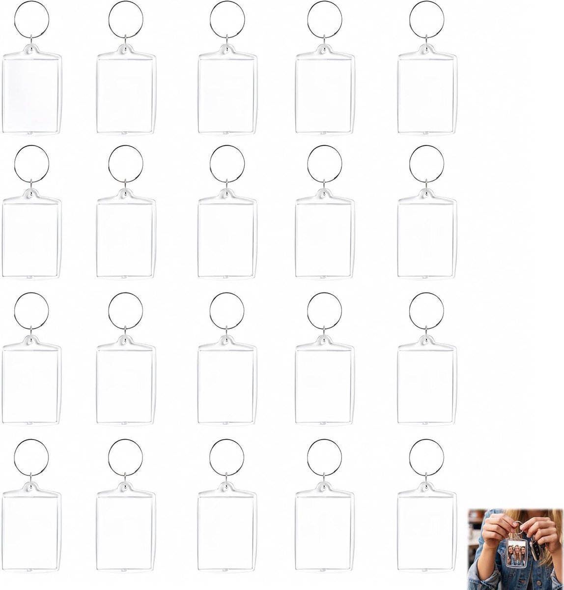 Gepersonaliseerde sleutelhangers 20 stuks - acryl transparant - aan beide zijden - ideaal als cadeau - ShopVlot