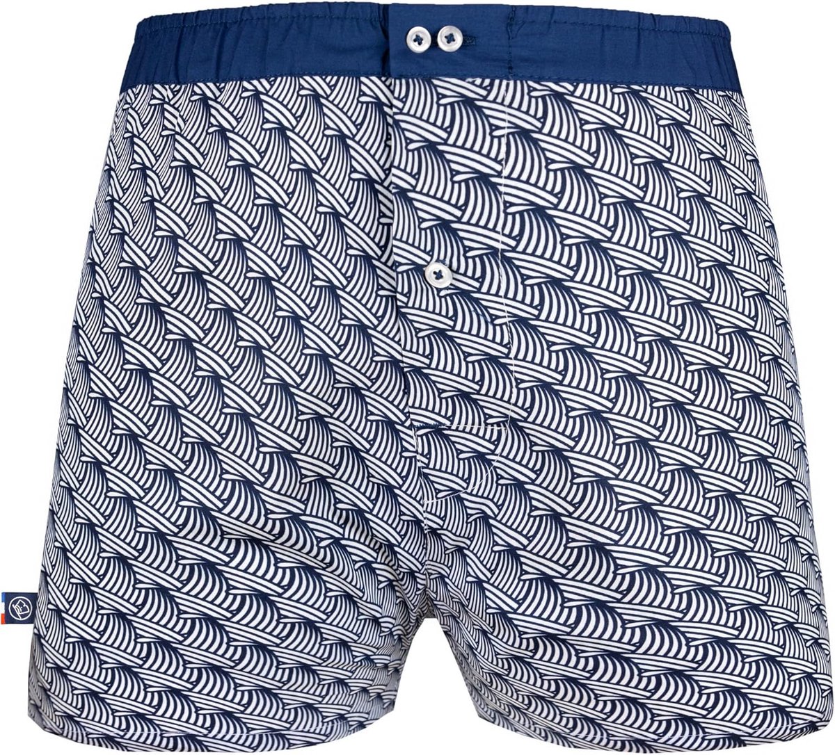 Herenonderbroek L - 100% Biokatoen - Blauw Golfpatroon - Comfortabel voor dagelijks gebruik - ShopVlot