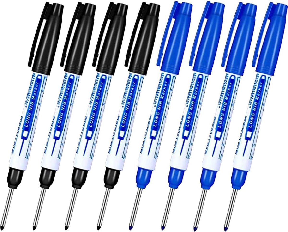 Diepe gaten highlighters 8pcs - waterproof 30mm punt - compact en draagbaar - ideaal voor houtbewerking en constructie - ShopVlot