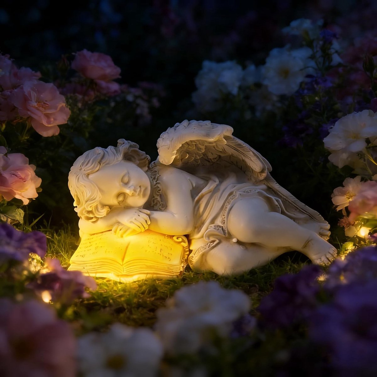 Solar tuinfiguren engel - LED verlichting - handgemaakt - rustige sfeer buiten - ShopVlot