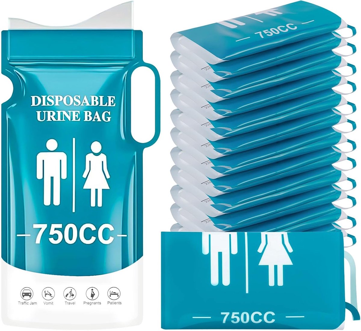 Wegwerp-urinezakjes 750 ml - Lekvrij ontwerp - Super absorberend - Ideaal voor outdooractiviteiten - ShopVlot