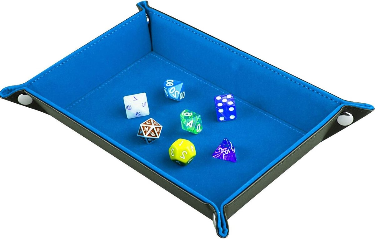 Kubusplaatje - Hemelsblauw - Rechthoekig - PU-leer met Fluwelen Voering - Voor RPG en Tafelspellen