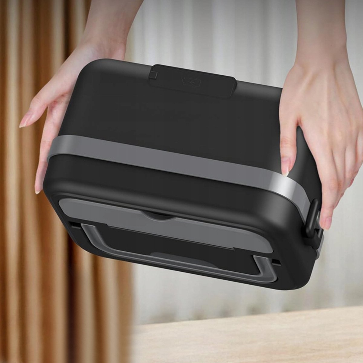 Elektrische Lunchbox - Verwarmde Bento Box - Thermos Lunchbox - 1000 ml - 60W Snel Verwarmend - 6 Temperatuurstanden - Voorverwarmen - ook Powerbank - met Isolatietas - Draagbare Broodtrommel - Voor Kantoor & School & Auto - Zwart en Grijs — cadeau in Kookcadeaus - foto 7