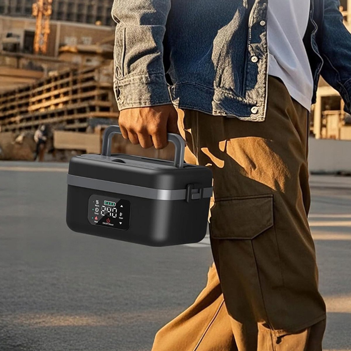 Elektrische Lunchbox - Verwarmde Bento Box - Thermos Lunchbox - 1000 ml - 60W Snel Verwarmend - 6 Temperatuurstanden - Voorverwarmen - ook Powerbank - met Isolatietas - Draagbare Broodtrommel - Voor Kantoor & School & Auto - Zwart en Grijs — cadeau in Kookcadeaus - foto 6