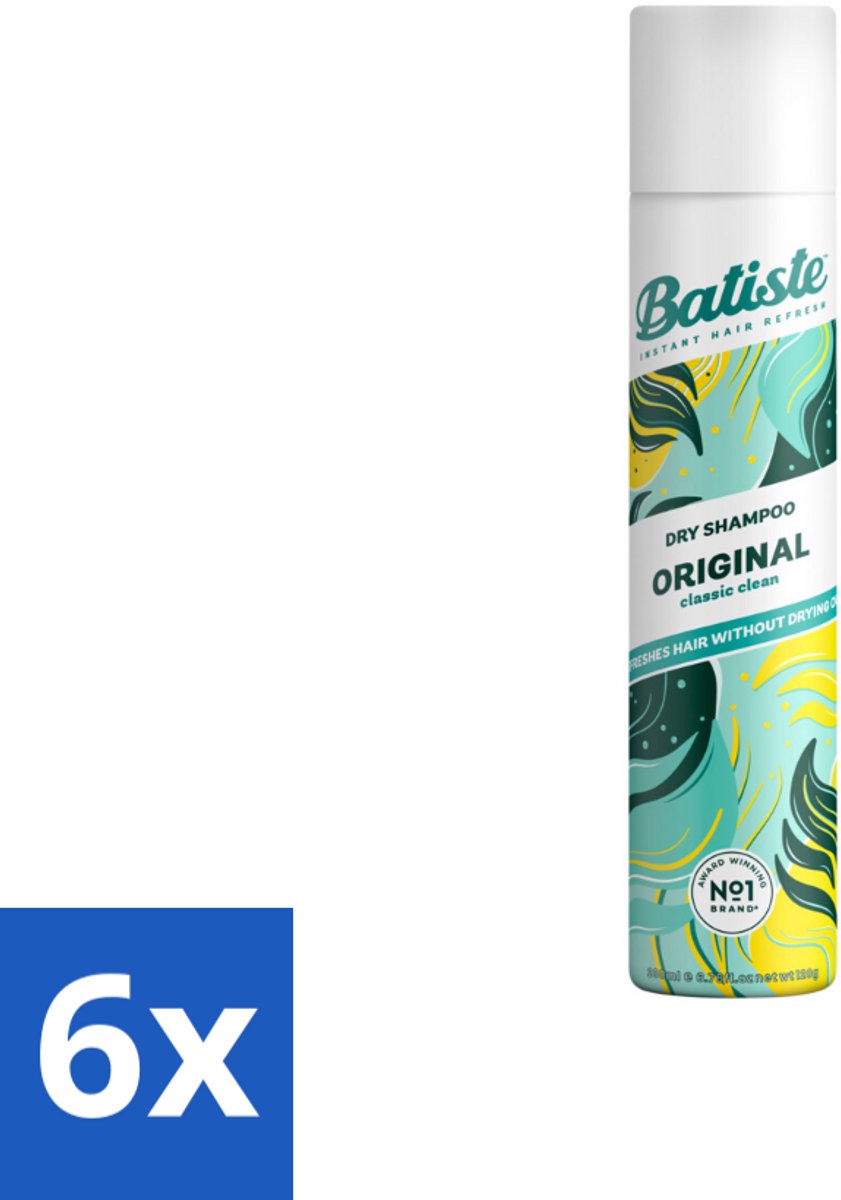 6 x Batiste - Original - Droogshampoo - Klassieke Frisse Geur - Geeft Volume en Textuur - 200ml - Droogshampoo - Haarverzorging - Batiste - Fris Haar - Volume