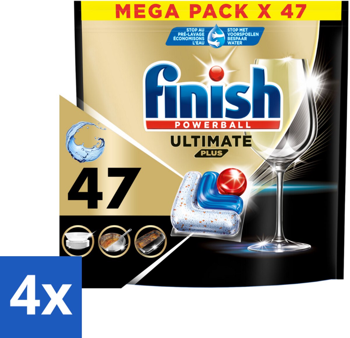 4 x Finish - Vaatwasmiddel - Ultimate Plus All in One Regular - Krachtige Alles-in-1 Reiniging - 47 capsules - Vaatwastablet - Vaatwasser Tabletten - Vaatwasser Reiniging - Vaatwasser Capsules - Alles-in-één Vaatwasmiddel