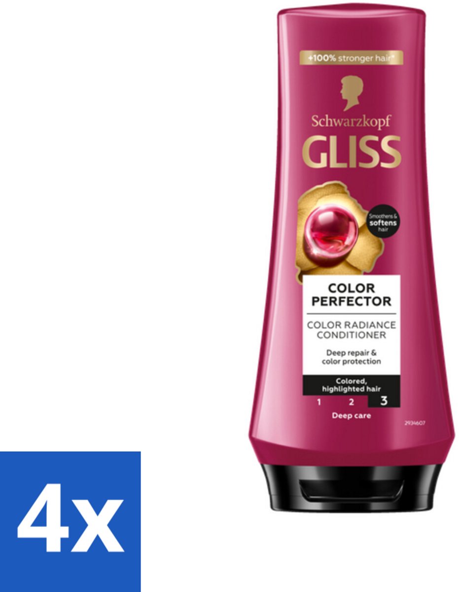 4 x Gliss - Hair Repair - Conditioner voor Kleurbehoud en Glans - 200 ml - Haar Conditioner - Kleurbescherming - Glans Conditioner - Geverfd Haar - Highlights