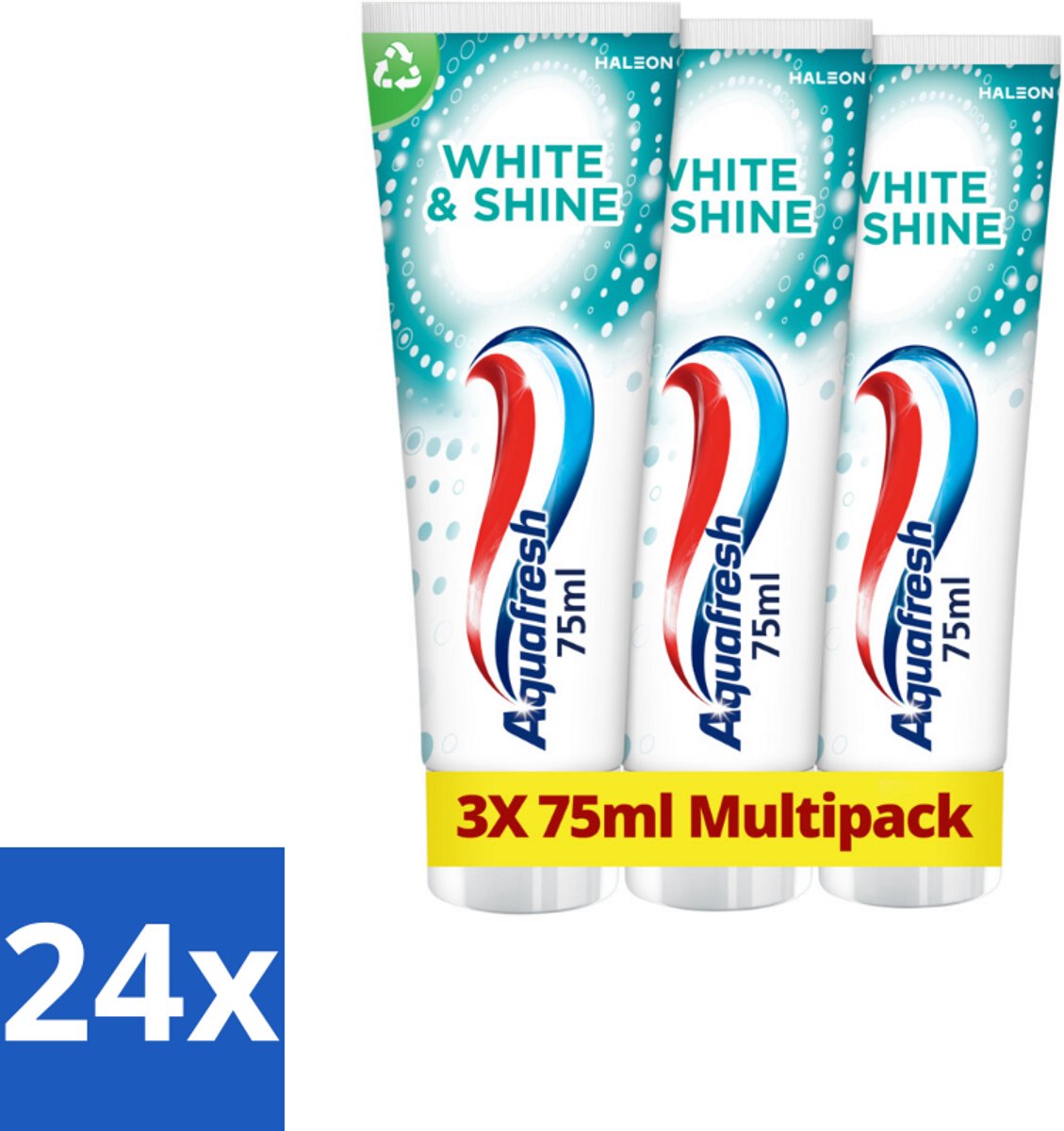 24 x Aquafresh White & Shine Tandpasta - Voordeelverpakking - 3 tubes - Tandpasta - Wittere Tanden - Glans - Microparels - Mondverzorging