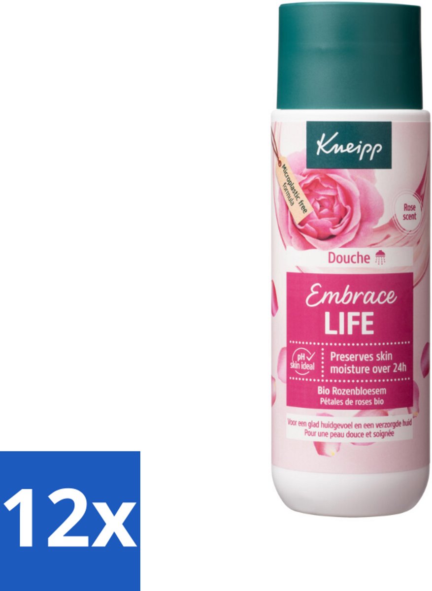 12 x Kneipp - Douchegel - Embrace Life - 200 ml - Douchegel - Rozengeur - Hydraterend - Verzorgend - Vegan