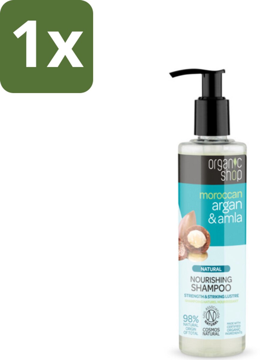 1 x Organic Shop - Natural Nourishing Shampoo - Argan Hair & Amla - Herstellend en Voedend - 280 ml - Herstel Haar - Voedend Shampoo - Beschadigd Haar - Arganolie - Amla Extract