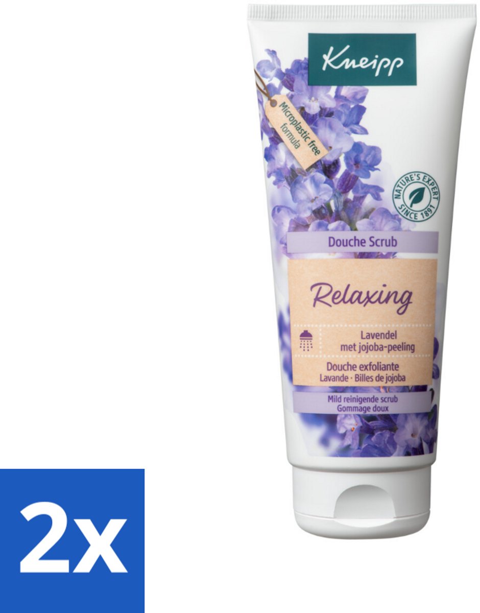 2 x Kneipp - Douche scrub - Relaxing - Lavendel - Bloemige geur - 200 ml - Douche Scrub - Lavendel - Exfoliatie - Zachte Huid - Jojobapitjes